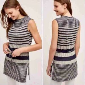 Dolan Left Coast Anthropologie Fina Striped Sleeveless Tunic Top Navy